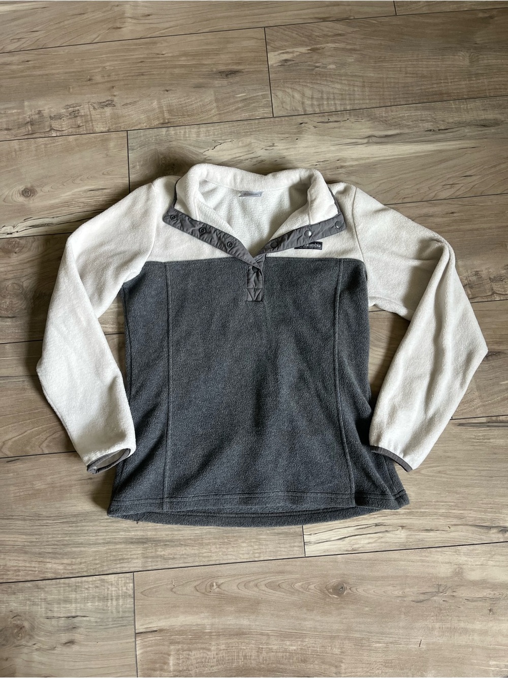 Columbia Benton Springs II Half Snap Fleece Pullover Sweater Womens M Gray White